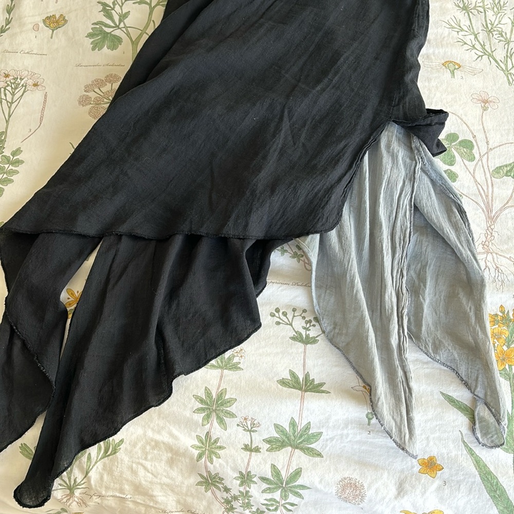 Dreadlocks Boho Asymmetrical Black and Grey Lightweight Cotton Dress - Picture 5 of 6